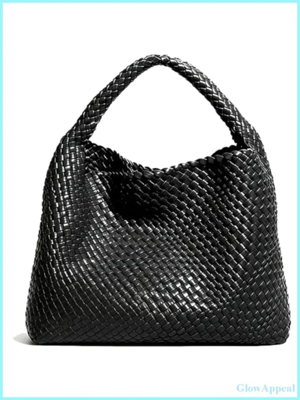 Large Woven Tote Bag with Purse for Women, Vegan Leather Handmade Hobo Purse